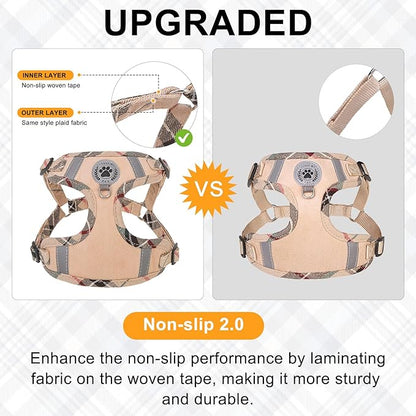 BEAUTYZOO Step in Dog Harness Collar and Leash Set for Small Medium Large Dogs, No Pull No Choke Puppy Harness,Soft Mesh Reflective Pet Padded Vest Adjustable for Doggie Girl or Boy,Chihuahua,Beige XS