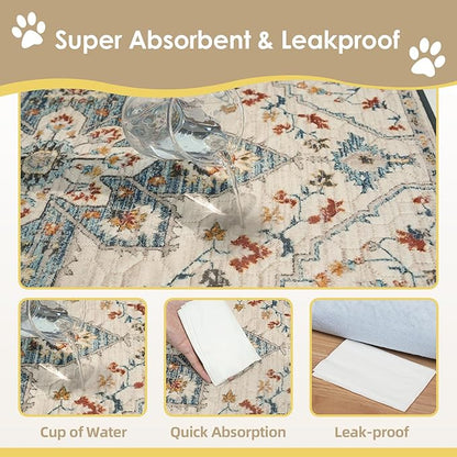 SCLOSE Washable Pee Pads for Dogs 2 Pack, 36" x 24" Reusable Puppy Pads Waterproof, Super Absorbent Dog Rugs, Leakproof, Dog Crate Pad, Playpen Mat, Whelping Pads, White Medallion