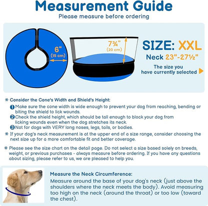 BARKLESS Dog Donut Collar, 2-in-1 Inflatable Dog Collars for After Surgery to Stop Licking Wounds, Patented Protective Donut Cone with High Shield for Large Pets (Blue, XXL)