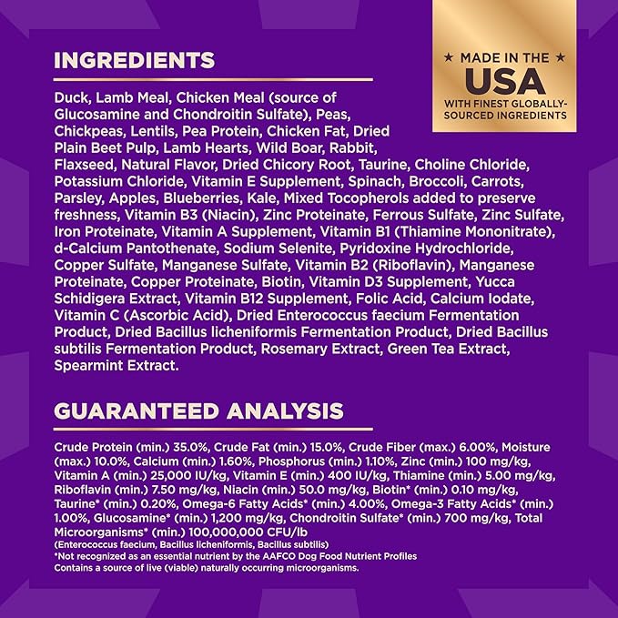 Wellness CORE+ Adult Dry Dog Food with Freeze Dried Pieces, Grain Free Kibble+, Natural, High Protein, Wild Game Duck, Lamb, Boar, and Rabbit Recipe, 18 lb Bag