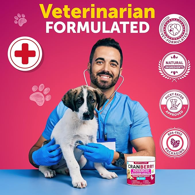 Dog UT Treats - Cranberry Chews for Dogs - Urinary Tract & Bladder Support Supplement with Natural Cranberry Extract - Tasty 120 Soft Bites for Daily Wellness with Fish Oil, Pumpkin, D-Mannose