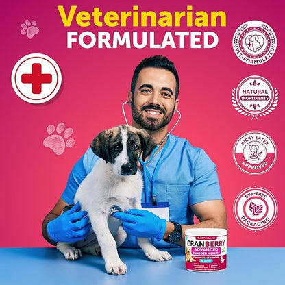 Dog UT Treats - Cranberry Chews for Dogs - Urinary Tract & Bladder Support Supplement with Natural Cranberry Extract - Tasty 120 Soft Bites for Daily Wellness with Fish Oil, Pumpkin, D-Mannose