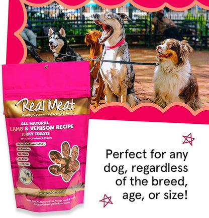 TRMC Real Meat Dog Treats - Two 12oz Bag of Bite-Sized Air-Dried Lamb & Venison Jerky for Dogs - Grain-Free Jerky Dog Treats with 95% All-Natural, Free-Range, Grass Fed Lamb & Venison