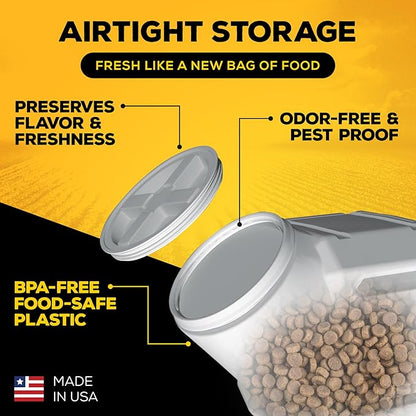 Vittles Vault Traditional Pet Food Storage Container For Dog Kibbles/Bird Seed/Oatmeal/Rice/Flour/Cereal, BPA Free Plastic, Sealed Airtight For Cat Food, Up To 30 lb, Made in USA, With Scoop, Gray
