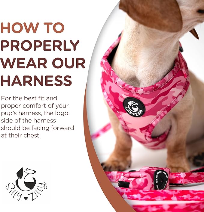 No Pull Harness and Leash Set - 6-in-1 Adjustable Vest Harness and Collars for Medium and Large Dogs. (Military Pink, Medium)