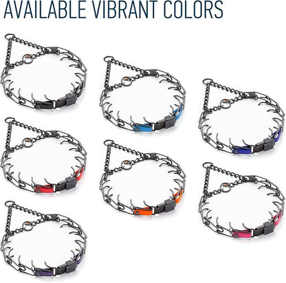 Herm Sprenger Black Stainless Steel Dog Collar with Quick Release ClicLock Buckle O-Ring Biothane Insert Training Collar Made in Germany (Hunter Orange, 23in x 3.2mm(Neck Size up to19-20in))