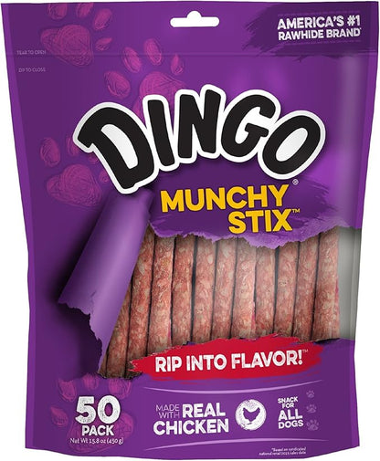 Dingo Munchy Stix, Made with Real Chicken, 50Count, 8 Pack