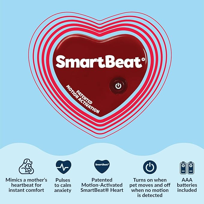 Snuggle Puppy Heartbeat Dog Toy for Puppies, Real-Feel Heartbeat, Calming Sleep Aid and Crate Training Comfort Toy with Heat Pack, Medium Breed Buddies Blue Merle (Australian Shepherd, Aussie)