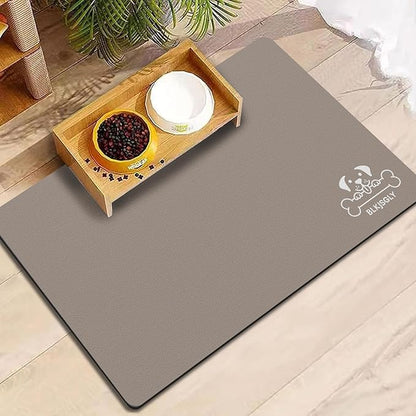 12"×20" Brown Absorbent Dog Mat for Food and Water Bowl- Quick Dry Durable Feeding Mat for Dog and Cat Easy Cleaning Pet Supplies for Messy Pets