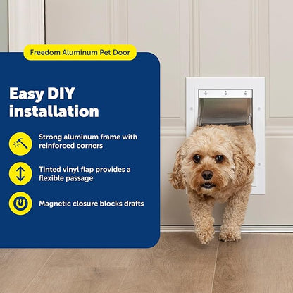 PetSafe Freedom Aluminum Pet Door for Dogs and Cats, Small, White, Tinted Vinyl Flap