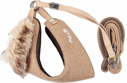 Pet Life ® Luxe 'Furracious' Mesh Reversed 2-in-1 Adjustable Chest Pet Dog Harness and Leash with Removable Fur Collar