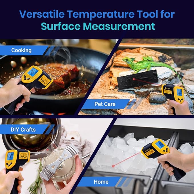 Etekcity Infrared Thermometer Laser Temperature Gun 1080, -58°F~ 1130°F for Meat Food Candy Pizza Oven, Heat Gun for Cooking, Kitchen, Fridge, Reptile, BBQ, HAVC, Adjustable Emissivity & Max Measure