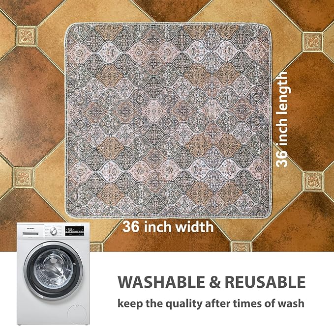 nunubaby Washable Pee Pads for Dogs, Stylish, Non-Slip and Leak-Proof Pee Pads. Reusable Potty Pads for Dogs for Crates and Floors.(Brown/Multi, 36" x36" )