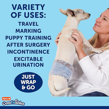 Hartz Comfitables Disposable Male Dog Wraps with Stretchy Waistband, Small 40Count