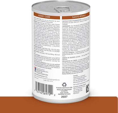 Hill's Prescription Diet k/d Kidney Care Wet Dog Food, Lamb, 13 oz. Cans, 12-Pack