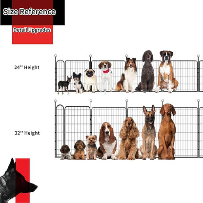 Portable Dog Crates & Playpen, 32'' Metal Pet Pen for Small/Medium Dogs, Easy-Carry Straps, Ideal for Indoor/Outdoor, Camping, RV, Yard (One Door)