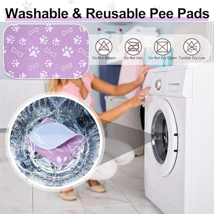 BEAUTYZOO 6 Pack Washable Pee Pads for Dogs, Reusable Puppy Pads for Potty Training, Waterproof Super Absorbent Whelping Pads Mats Non Slip Against Urine for Small Medium Dogs Cats, 16" x 24"