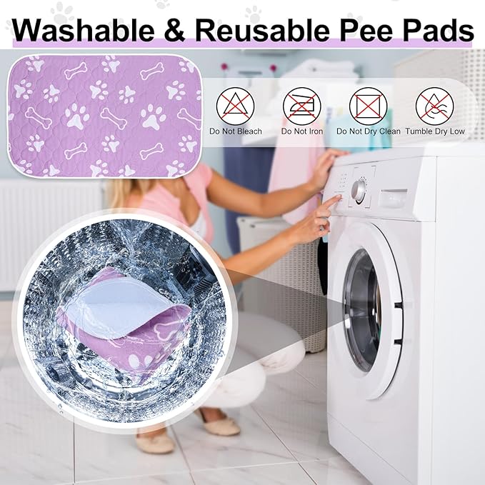 BEAUTYZOO 8 Pack Washable Pee Pads for Dogs, Reusable Puppy Pads for Potty Training, Waterproof Super Absorbent Whelping Pads Mats Non Slip Against Urine for Small Medium Dogs Cats, 18" x 24"