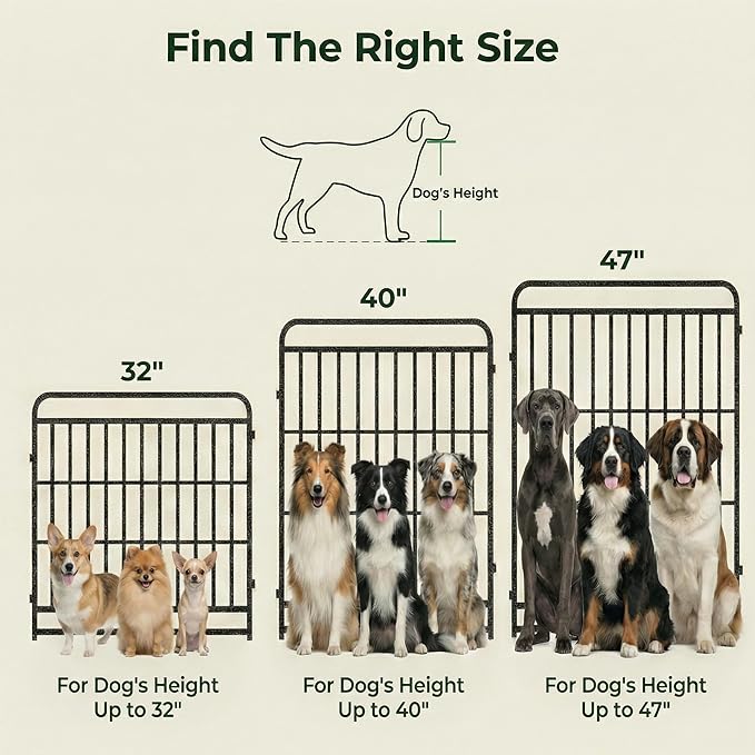 Dog Playpen Outdoor 32 Panels 32'' Rustproof Metal Dog Fence with Gate Small Medium Portable Large Dog Play Pen 72FT, 192 Sq.ft for RV Camping, Trips, Play Yard