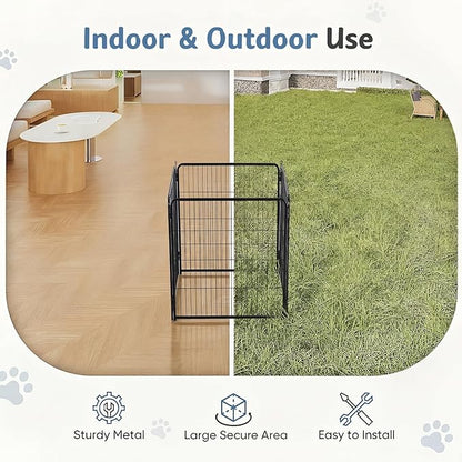 DUMOS Dog Playpen Indoor, Metal 24 Inch 4 Panels Foldable Pet Fence with Door, Outdoor Small Medium Large Dog Puppy Portable Exercise Play Pen for RV Camping, Trips, Play Yard