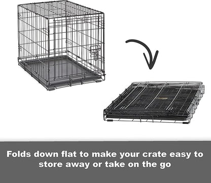 Midwest Homes for Pets 36-Inch New World Crate for Medium-Large Breeds, 41-70 lbs, Single Door Folding Dog Crate, Leak-Proof Tray & Secure Latch, Portable, Durable & Easy to Assemble