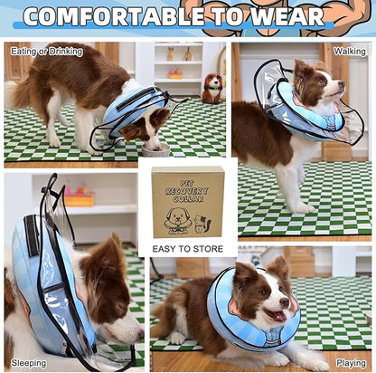 KOOLTAIL Inflatable Dog Cone Collar, Soft Donut E Collar for Dogs After Surgery to Stop Licking Enhanced Alternative, Blow Up Pet Neck Pillow Recovery Adjustable Cone for Dog Cat,Hercules M