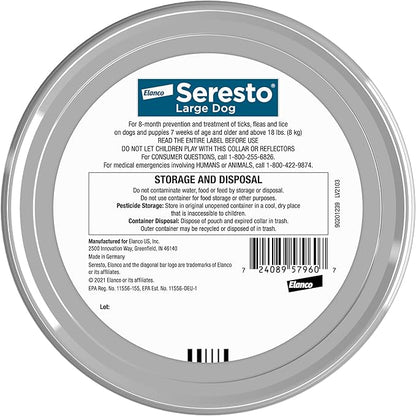Seresto Flea & Tick Collar For Dogs Over 18 lbs., Treatment & Prevention, Vet-Recommend, 8 Month Protection