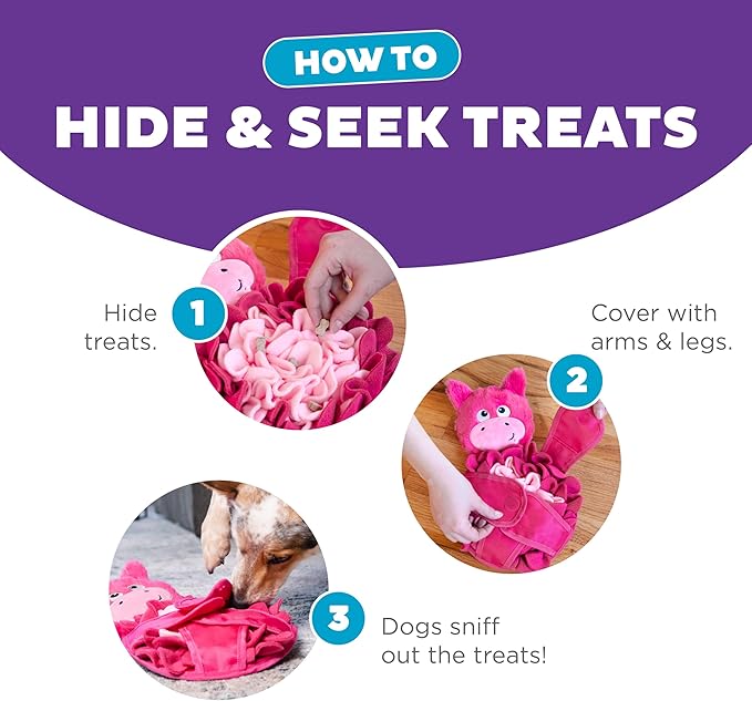 Outward Hound by Nina Ottosson Snuffle Palz Plush Snuffle Mat Dog Treat Puzzle, Non-Slip, Pink, Pig, Large