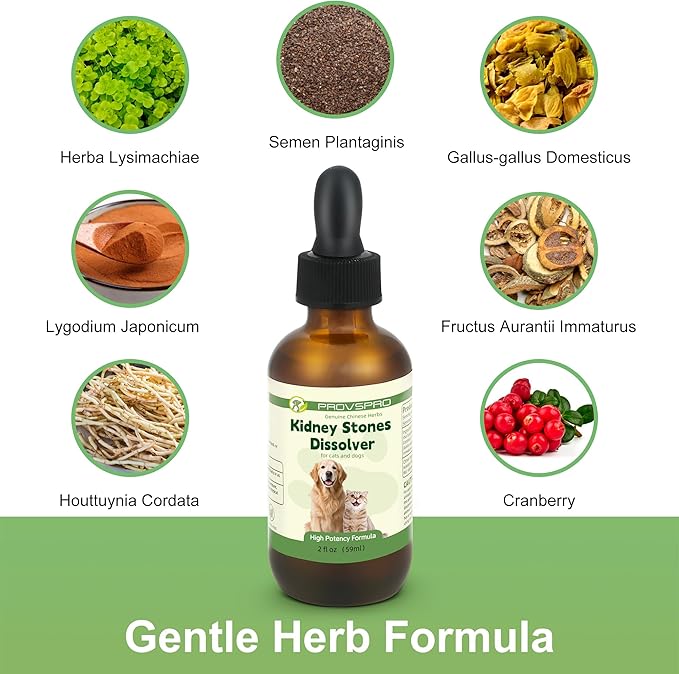 Dog & Cat Bladder Crystals Treatment or Stone, Bladder Kidney Stones Dissolver for Pet, Cat Dog Urinary Tract Supplements for Kidney and Bladder Stones, Urinary Free The Flow, 2 fl oz, 59ml