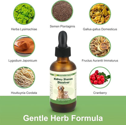 Dog & Cat Bladder Crystals Treatment or Stone, Bladder Kidney Stones Dissolver for Pet, Cat Dog Urinary Tract Supplements for Kidney and Bladder Stones, Urinary Free The Flow, 2 fl oz, 59ml