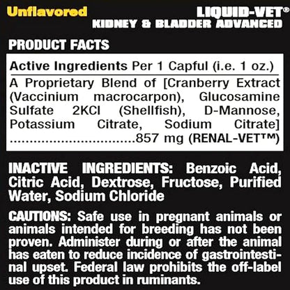 Premium Easy to Dose Liquid for All Dogs with Cranberry & D-Mannose: Comprehensive Dog Formula for Kidney & Bladder Support