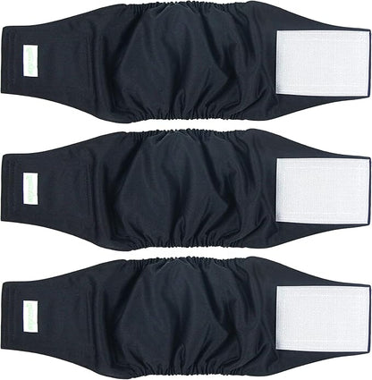 Wegreeco Washable Male Dog Belly Wrap - Pack of 3 - (Black,XX-Large)
