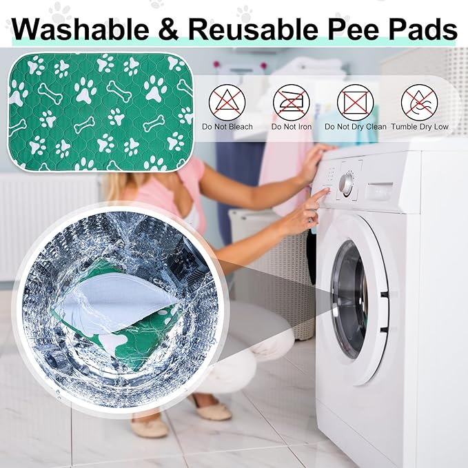 BEAUTYZOO 6 Pack Washable Pee Pads for Dogs, Reusable Puppy Pads for Potty Training, Waterproof Super Absorbent Whelping Pads, Mats Non Slip Against Urine for Small Medium Dogs Cats, 16" x 24"
