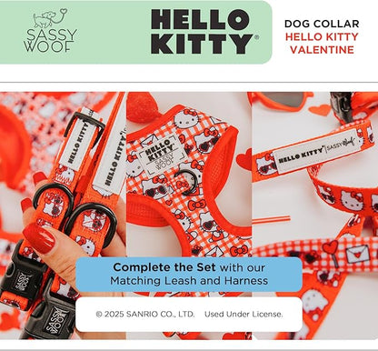 Sassy Woof Dog Collar Hello Kitty® Red Classic - L, Adjustable, Durable, Comfortable, Patented Design and Stylish Pet Accessories for Large Dogs