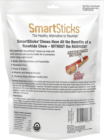 SmartBones SmartSticks with Real Peanut Butter,Rawhide-Free Chews for Dogs,12 Count (Pack of 2)