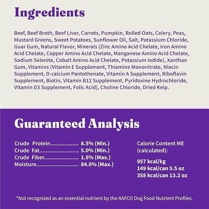 Halo Wet Dog Food Whole Beef Stew Recipe, Healthy Grains Real Meat Canned Dog Food, Meal or Topper, 13.2 Oz Can (Pack of 6)