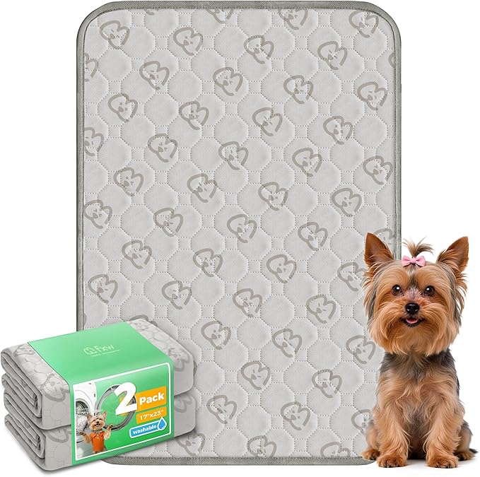 FXW Washable Pee Pads for Dogs, Puppy Pads with Super Absorbent, Specifically Designed for 24inch Cages, 17" x 23" Rectangle, Khaki, 2 Packs