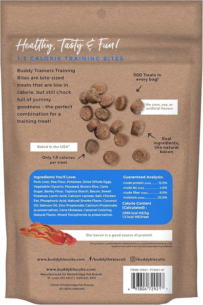 Buddy Biscuits Trainers 10 oz. Pouch of Training Bites Soft & Chewy Dog Treats Made with Bacon Flavor (Pack of 2)