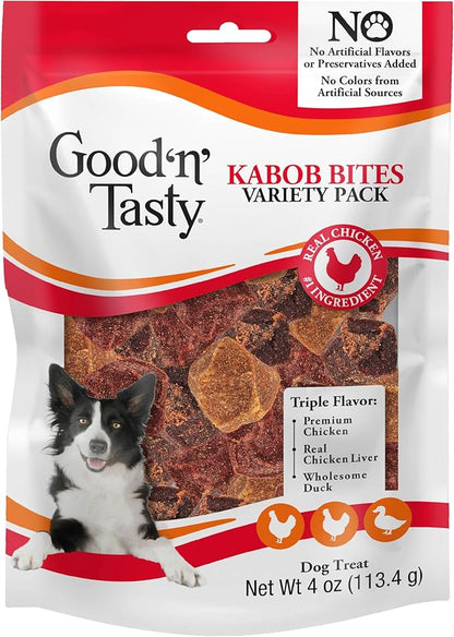 Good 'n' Tasty Kabob Bites Treat for All Dogs, 4 Ounce, Gourmet Dog Treats with Chicken, Duck or Chicken Liver, New Improved Formula for Softer Texture
