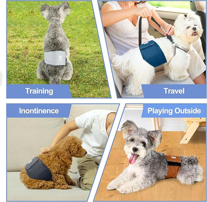 5 Pack Dog Diapers Male Reusable, Premium Belly Bands for Dogs, High Absorbing Male Dog Pee Wraps for Doggie in Incontinence or Excitable Urination and Training Gray M