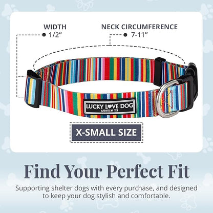 Lucky Love Dog - Adjustable Dog Collar with Easy Click Buckle for Small Ones, Durable, & Comfortable for Male & Female Dogs, Pet Collar for Puppies & Adult Dogs - Hippie, XS