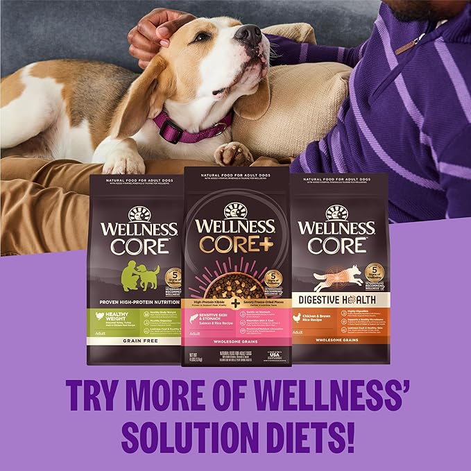 Wellness CORE Dry Dog Food, Grain-Free, High Protein, Natural, Healthy Weight Turkey & Chicken Recipe, (26-Pound Bag)