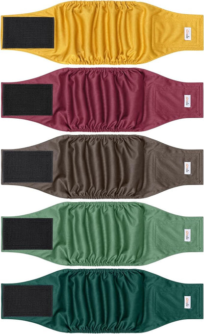 5 Pack Dog Diapers Male Reusable, Premium Belly Bands for Dogs, High Absorbing Male Dog Pee Wraps for Doggie in Incontinence or Excitable Urination Red XS