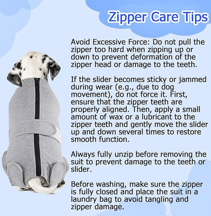Lukovee Recovery Suit for Dogs, Zipper On Recovery Suit for Female Male Dog, Onesie Abdominal Wounds Cone E-Collar Alternative Prevent Licking Spay Recovery Suit (XXL,GY)
