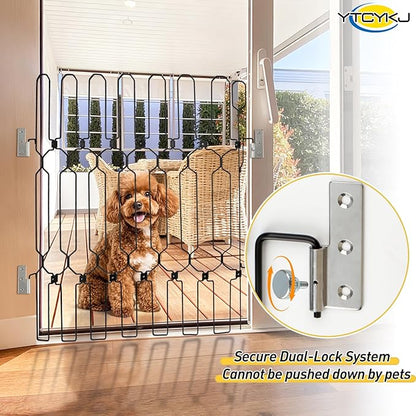 Retractable Pet Gate for Front Door - 35.4" Extra Wide, 30.7" Tall Heavy Duty Metal Retractable Door Barrier, Easy Install Safety Dog Gate for Front Door, RVs to Prevent Dogs from Dashing Out
