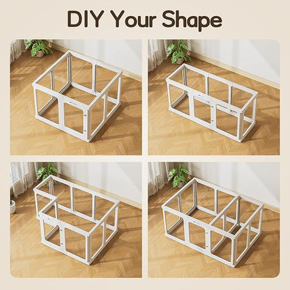 Jalove 30" H Clear Acrylic Plastic Dog Playpen Indoor, 10PCS for Puppy Cat Rabbit Ferret Transparent Pet Pen, Easy Assemble Whelping Crate Kennel Cage Enclosure, Ideal for Small to Medium Dogs, White