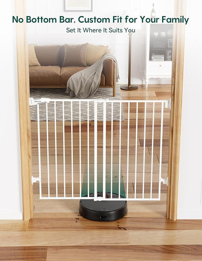 Babelio Baby Gate for Stairs, Kitchen & Doorways, No Bottom Bar| Easy Installation| One-Handed Operation| Auto-Close| Hardware Mount (Drill Needed) Safety Dog Gate (White - B17, 34" H, 29-49" W-Wide)
