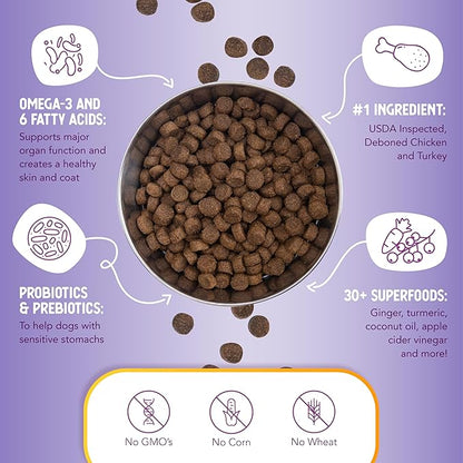 Health Extension Grain Free Chicken & Turkey Dry Dog Food - 30+ Superfoods and Probiotics for All Life Stages (1lb)