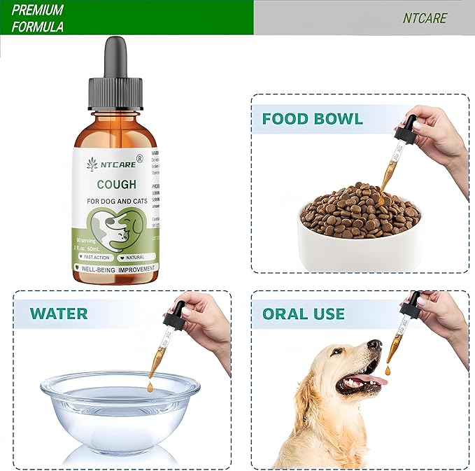 Kennel Cough Drops for Dogs & Cats Cough Relief Dry and Wet Pet Cough Allergy Relief - for Dogs of All Breeds & Sizes-2 Oz