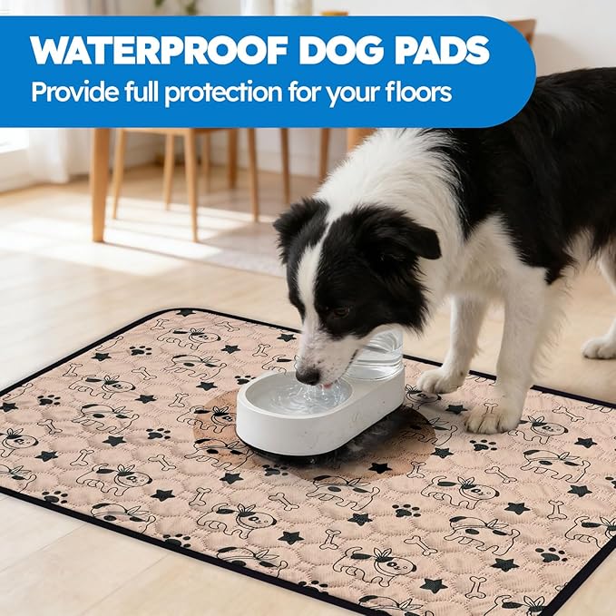 Washable Pee Pads for Dogs, Absorbent Reusable Puppy Training Pads, Leakproof, Non-Slip, Waterproof Cat Doggie Pad Pet Potty Mat for Indoor&Outdoor, Whelping, Playpen, Crate, Coffee 28"x40"